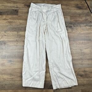 J Jill Pants Womens S Love Linen Blend Wide Leg‎ Pleated Hemmed 27" Inseam